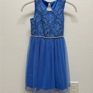 Speechless Royal Blue Lace Kids Dress